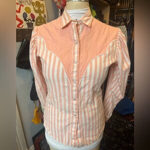 Pink striped pearl snap Miss Rodeo America vintage Western shirt, EUC